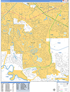 Missouri City  Wall Map Basic Style